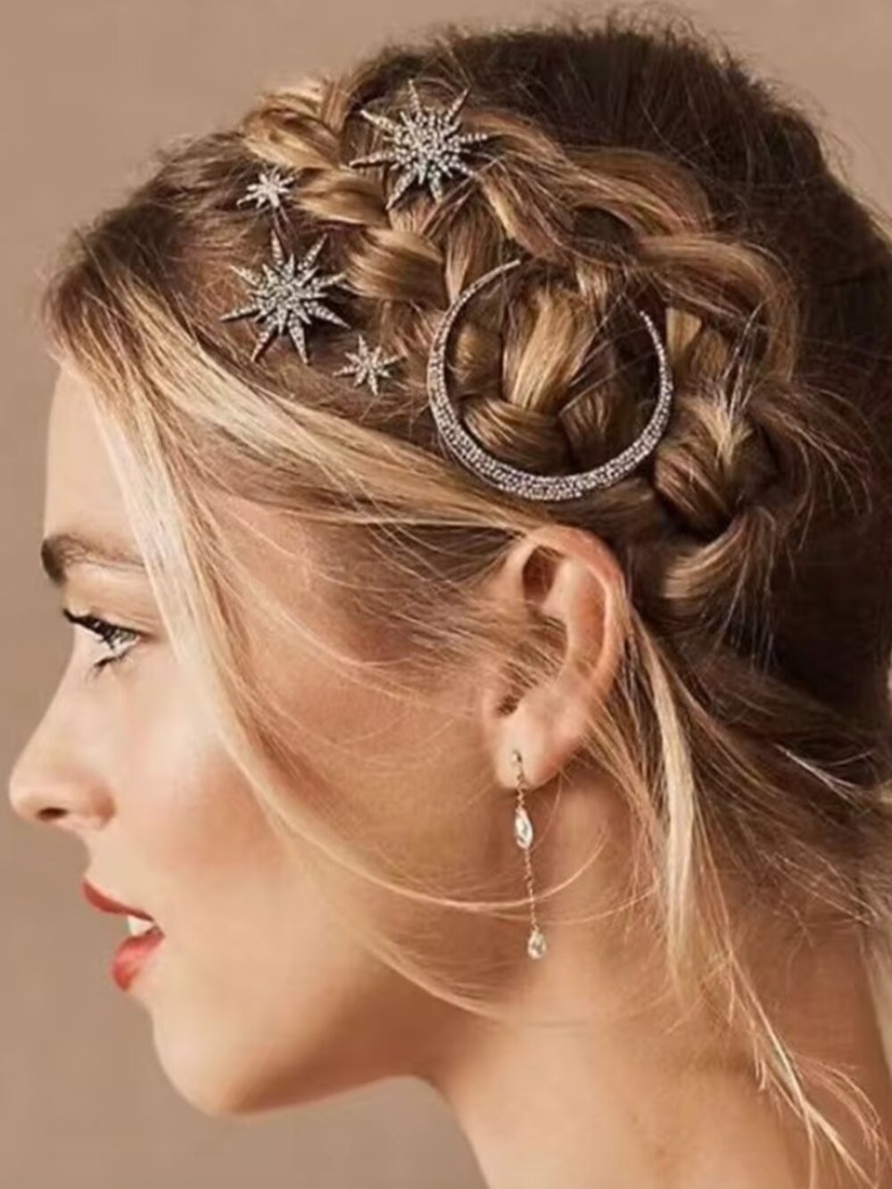 Sun and Moon Gold Hair Clip Set